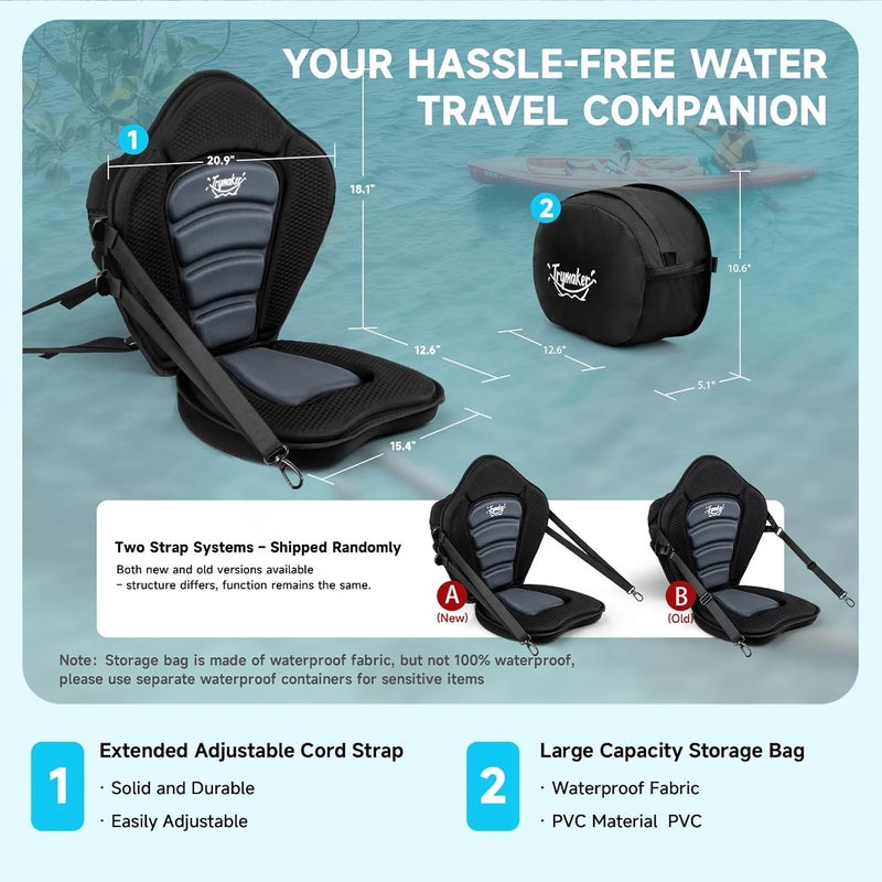 Trymaker Kayak Seats with Back Support for Sit on Top, Universal Paddle Board Seat for Inflatable Paddleboard, Sup, Canoe - Image 5